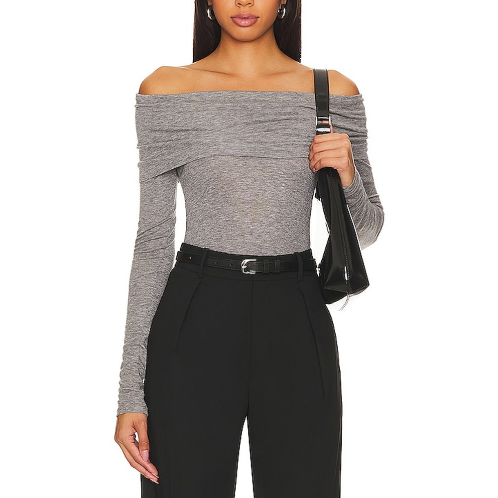 Rue Sophie 'Triomphe' Grey Tencel Top Size M